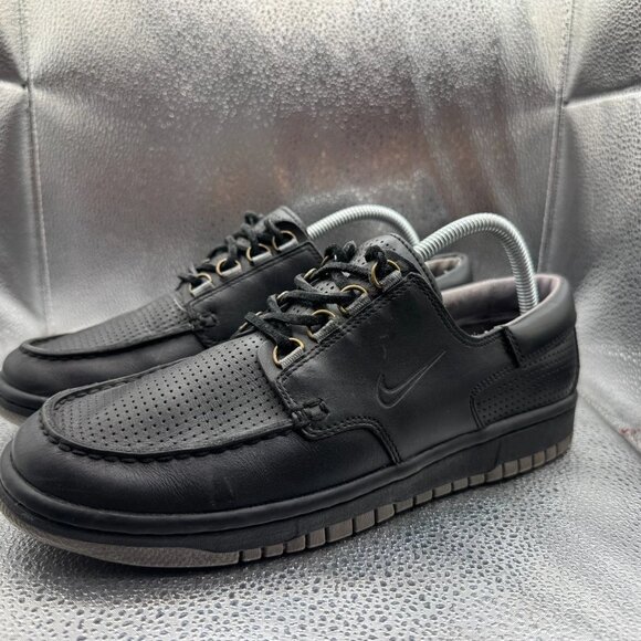Size 9 Nike Mad Jibe Black Leather Mens Lace Up Low Top Sneaker Shoes 313264-002 main image 4